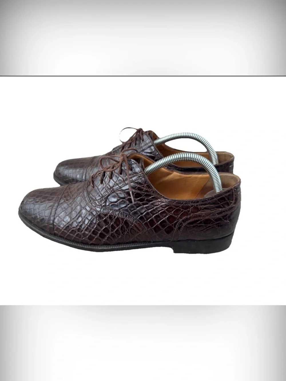 Vintage Cole Haan Genuine Crocodile Oxfords 9 D Brown Dress Shoes Italy